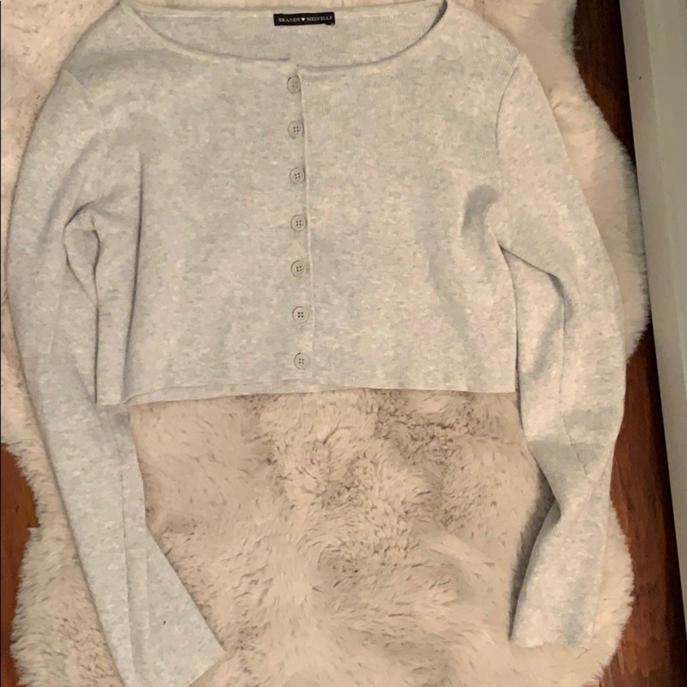 Brandy Melville light gray button cropped cardigan